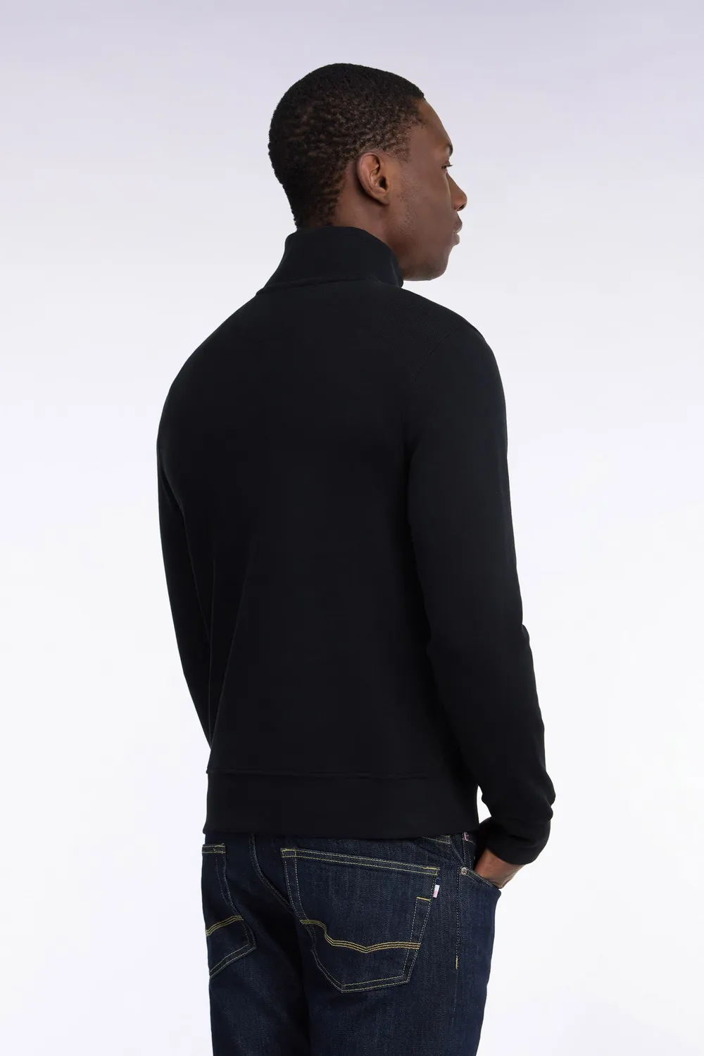 Eden Park sweat col camionneur molleton coton noir