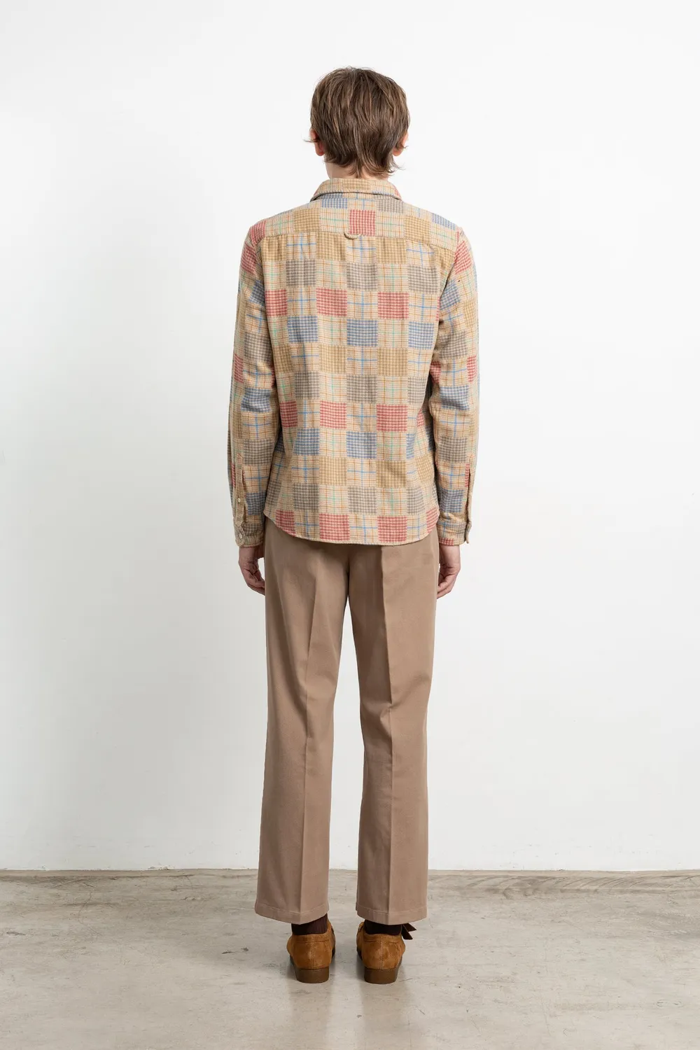 Edmmond Studios Yeld Shirt chemise homme marron à carreaux