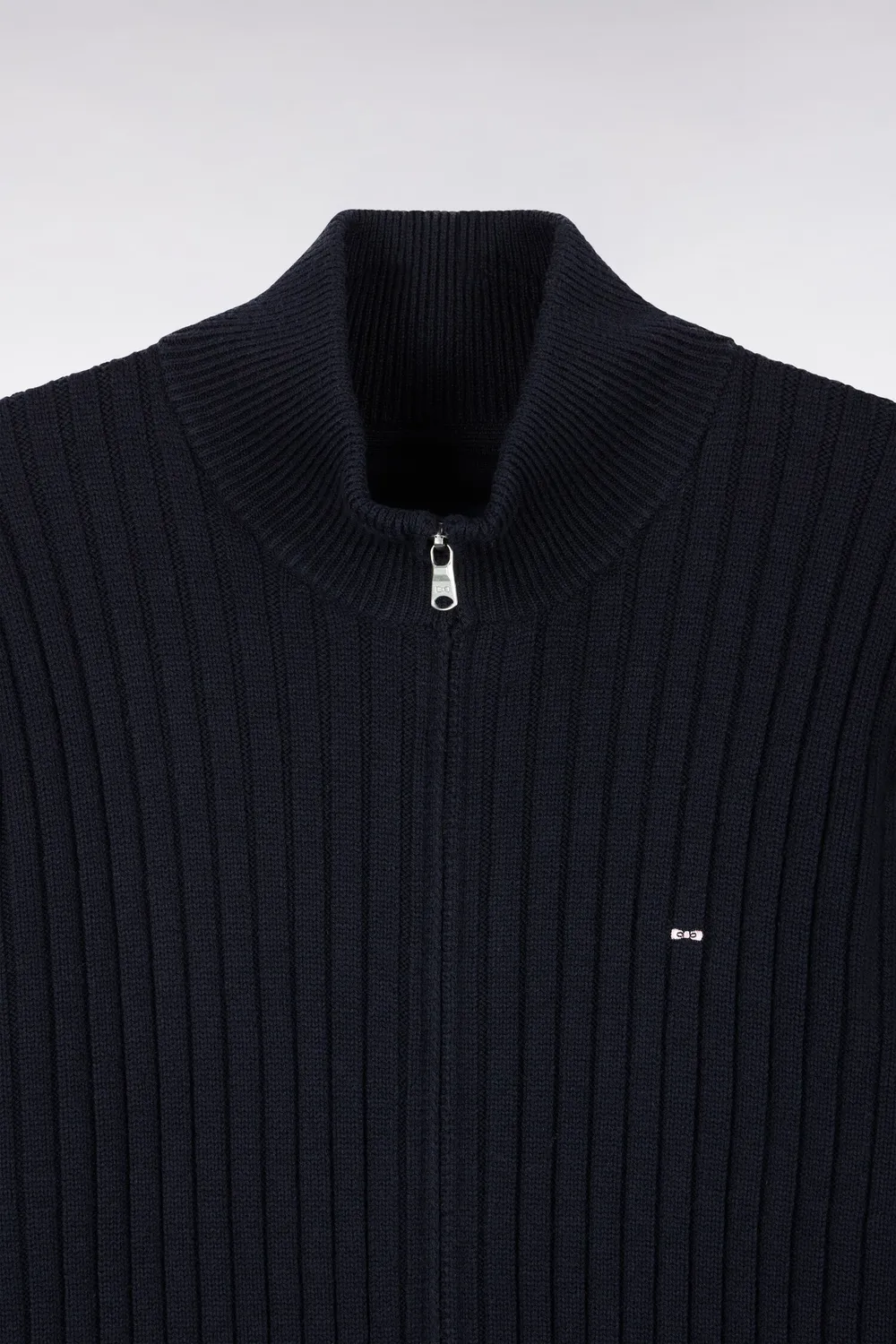 Eden Park cardigan zippé laine coton marine droit