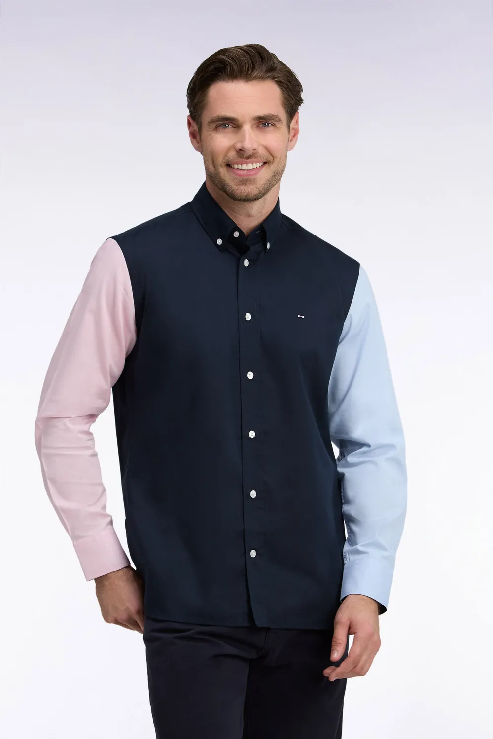 Eden Park chemise oxford tricolore patch dos coupe droite