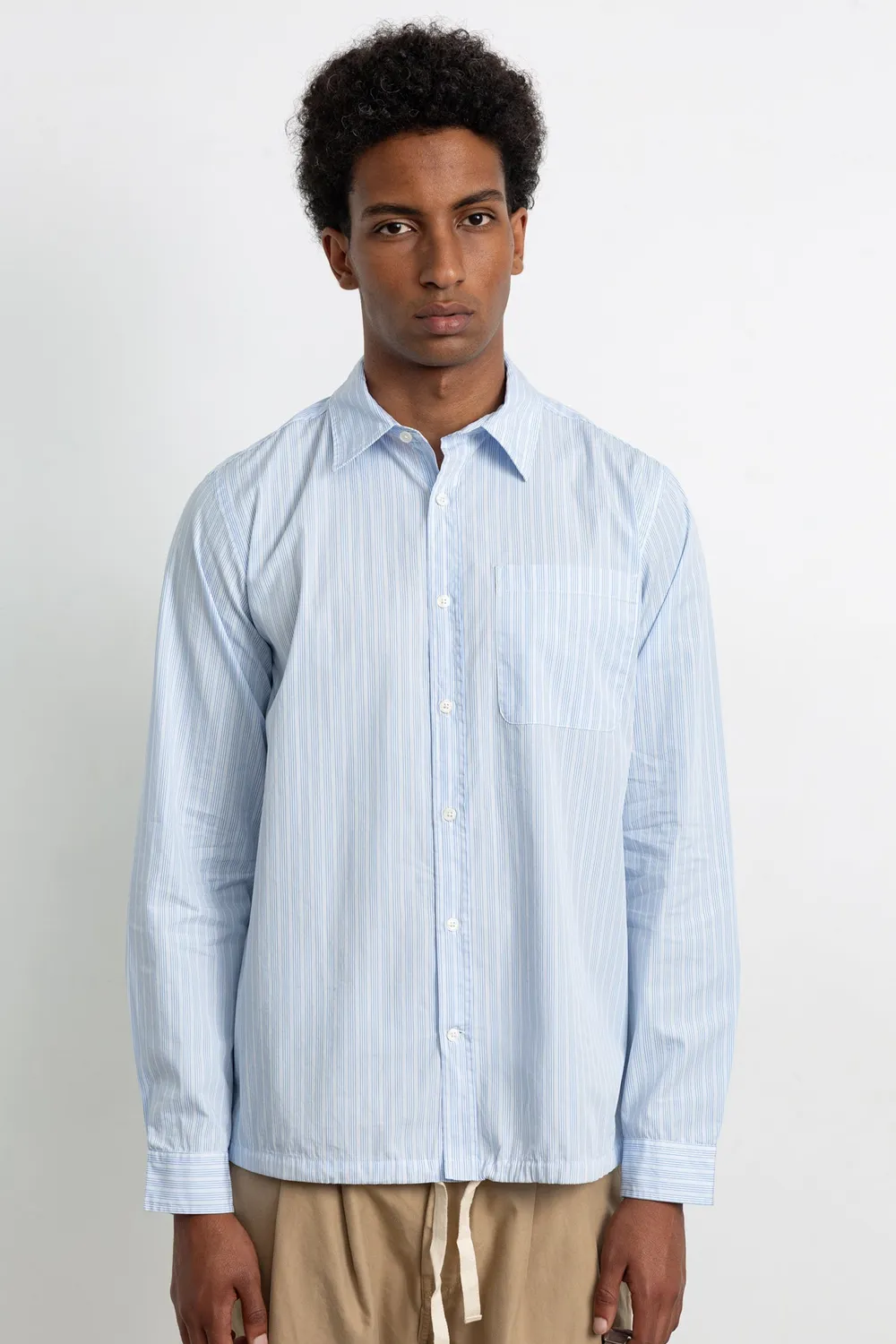 Edmmond Studios Dorne chemise bleu clair rayée