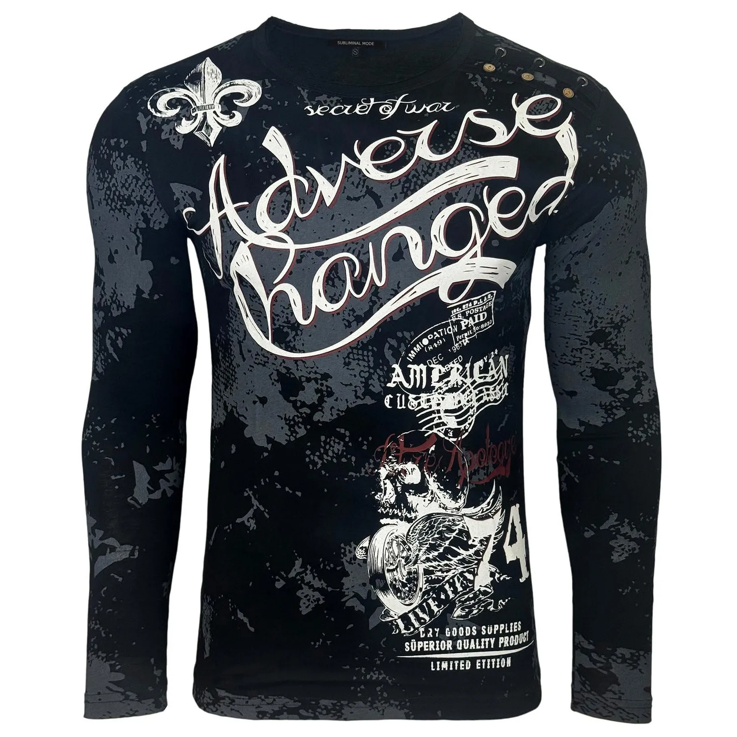 Subliminal Mode BX706 t-shirt manches longues noir délavé