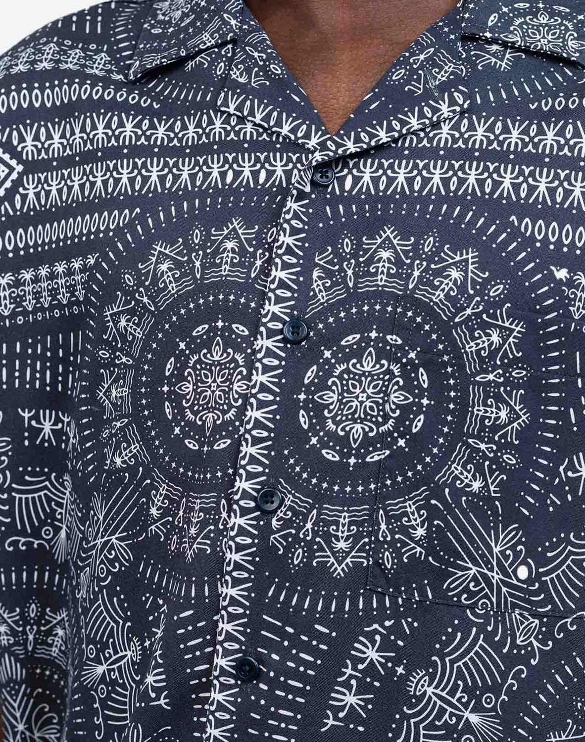 OLOW Aloha Kendari chemisette bleu nuit motifs