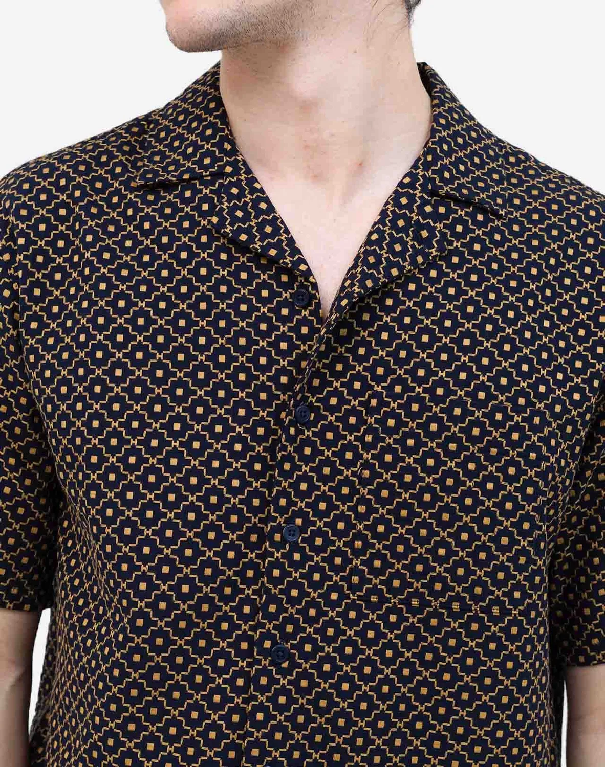 Olow Aloha Neza chemisette noire motif doré