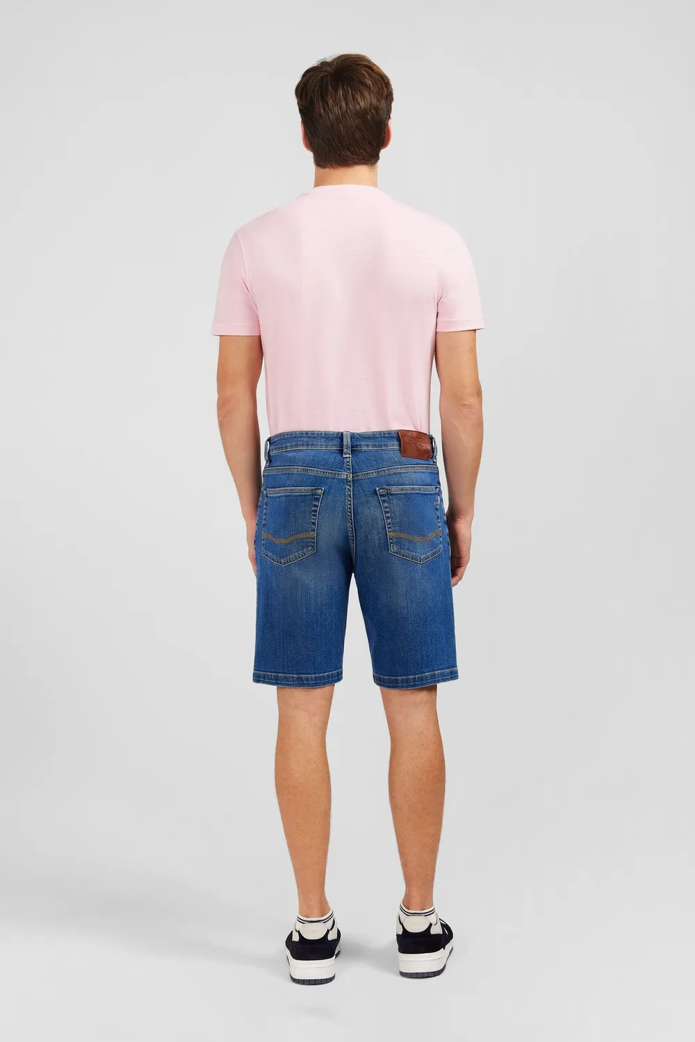 Eden Park Bermuda Jean Bleu Foncé Délavé Coupe Droite