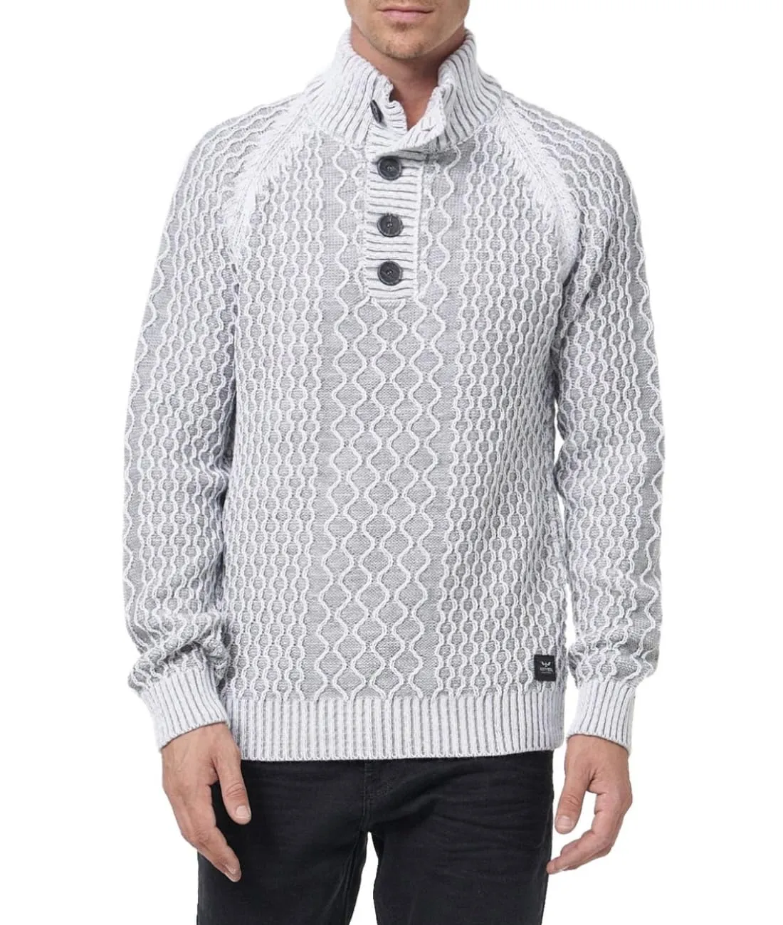 Subliminal Mode BX291 pull homme col montant noir grosse maille