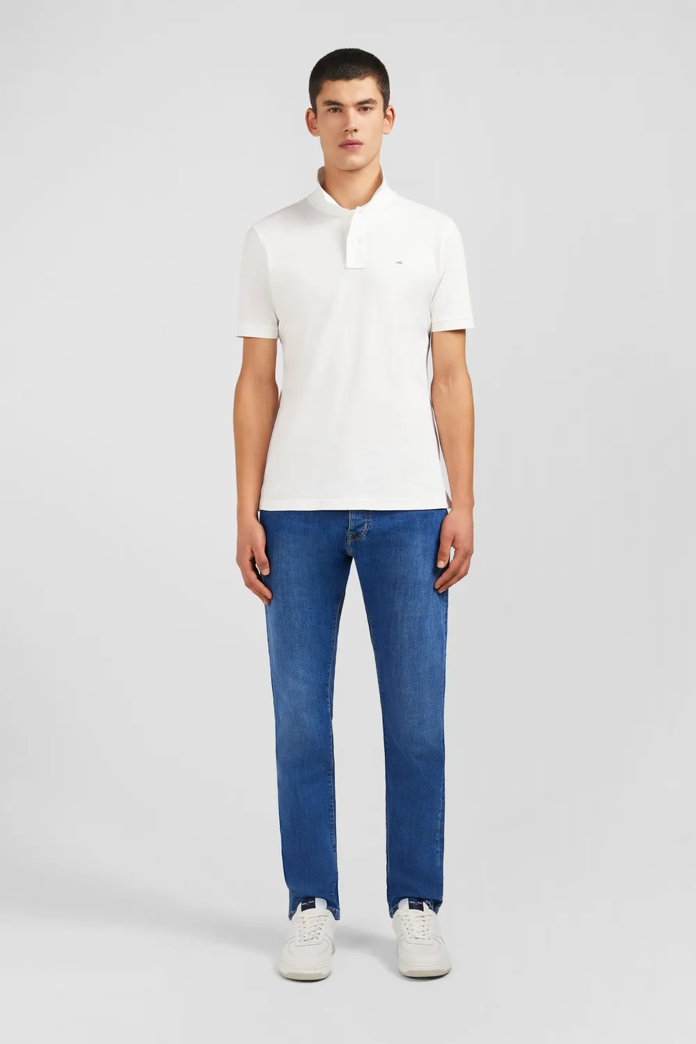 Eden Park Polo blanc coton pima stretch manches courtes