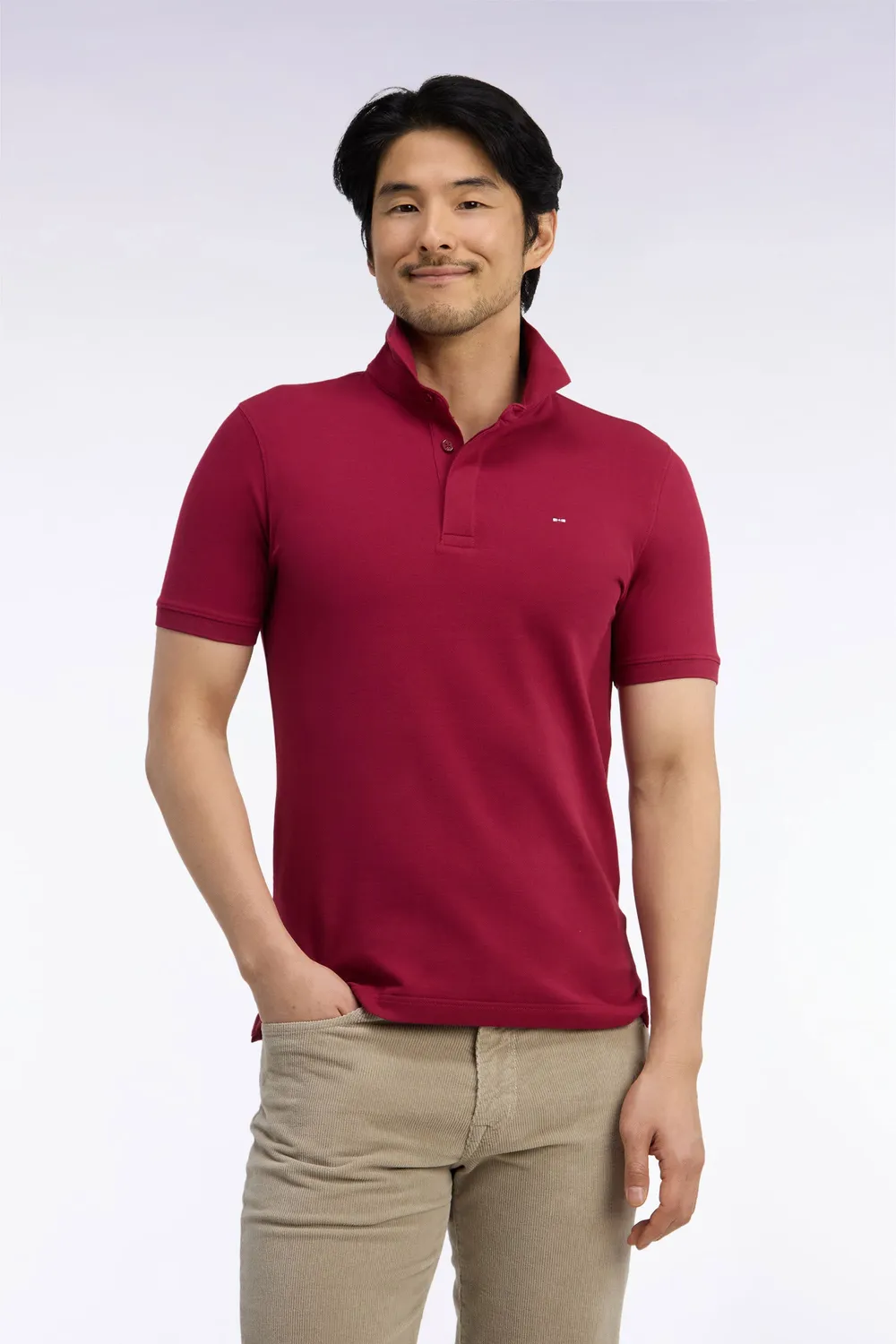 Eden Park polo coton stretch rouge slim homme