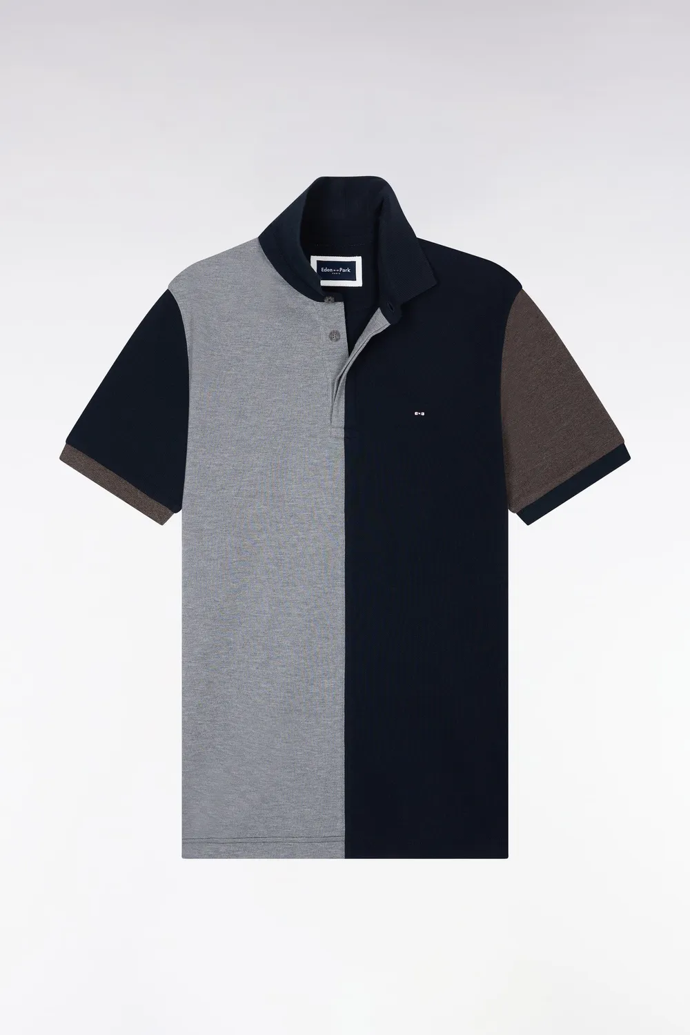 Eden Park polo tricolore homme coton gris coupe droite