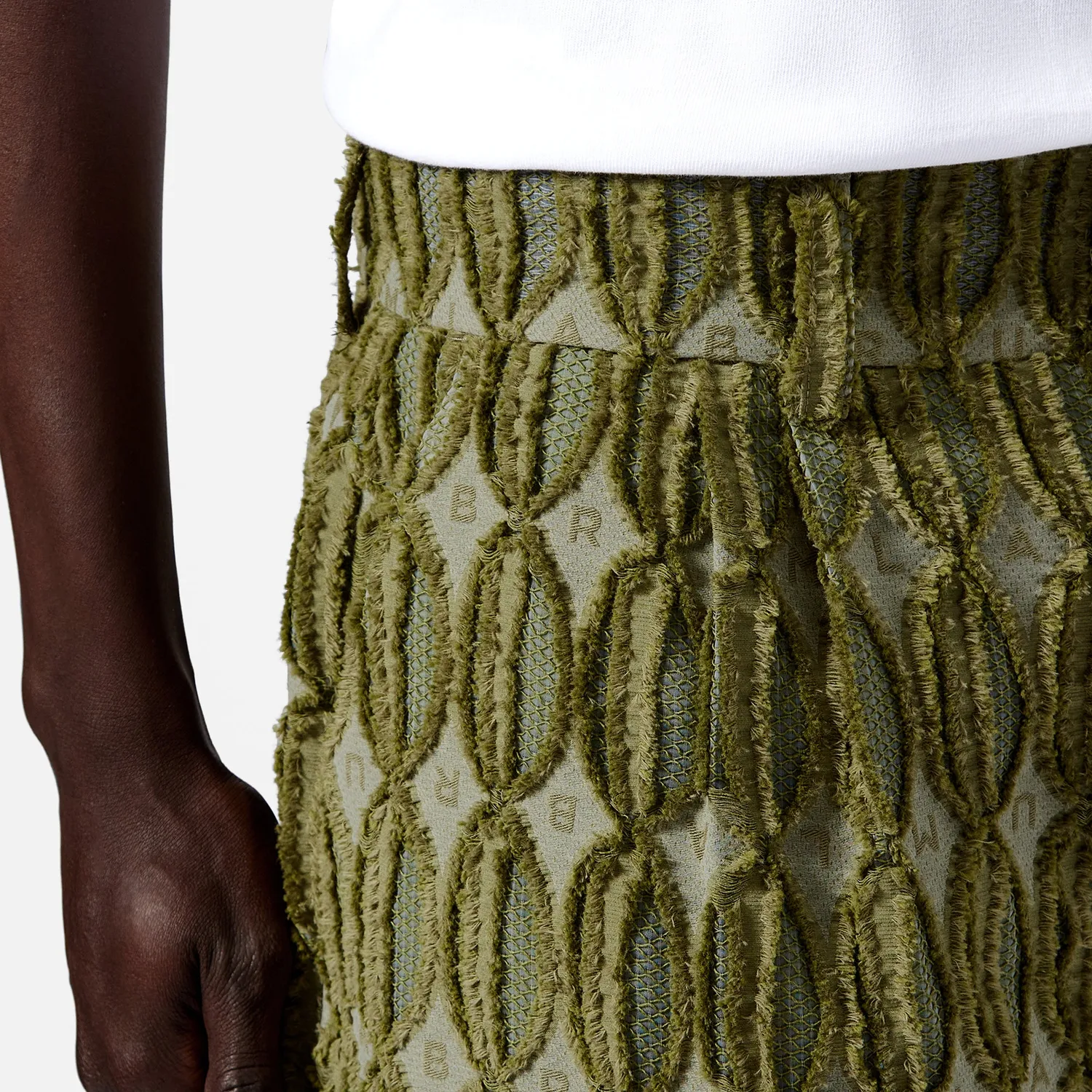 Labrum Monogram short homme vert jacquard frayé