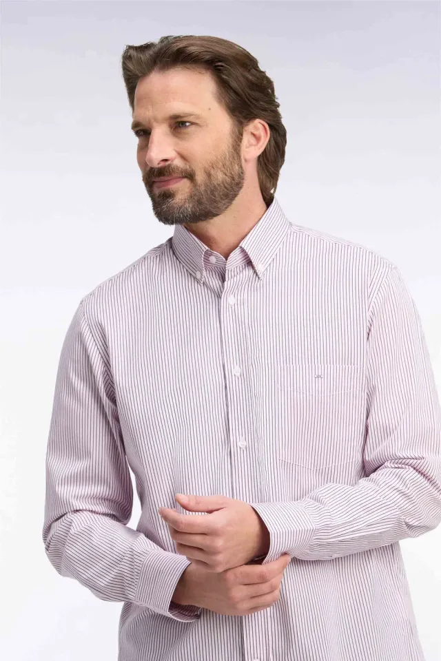 Eden Park College chemise rayures rose coton homme