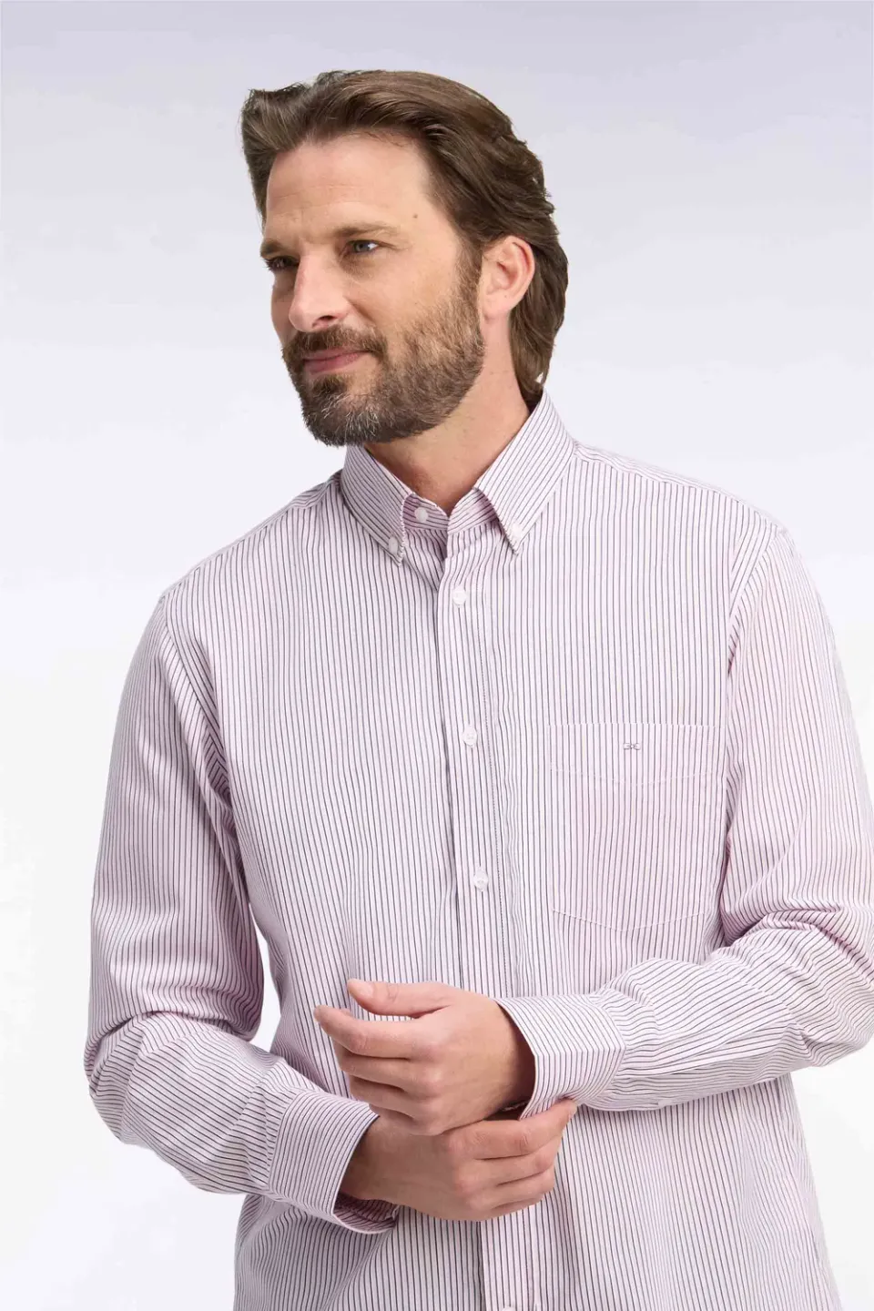 Eden Park College chemise rayures rose coton homme