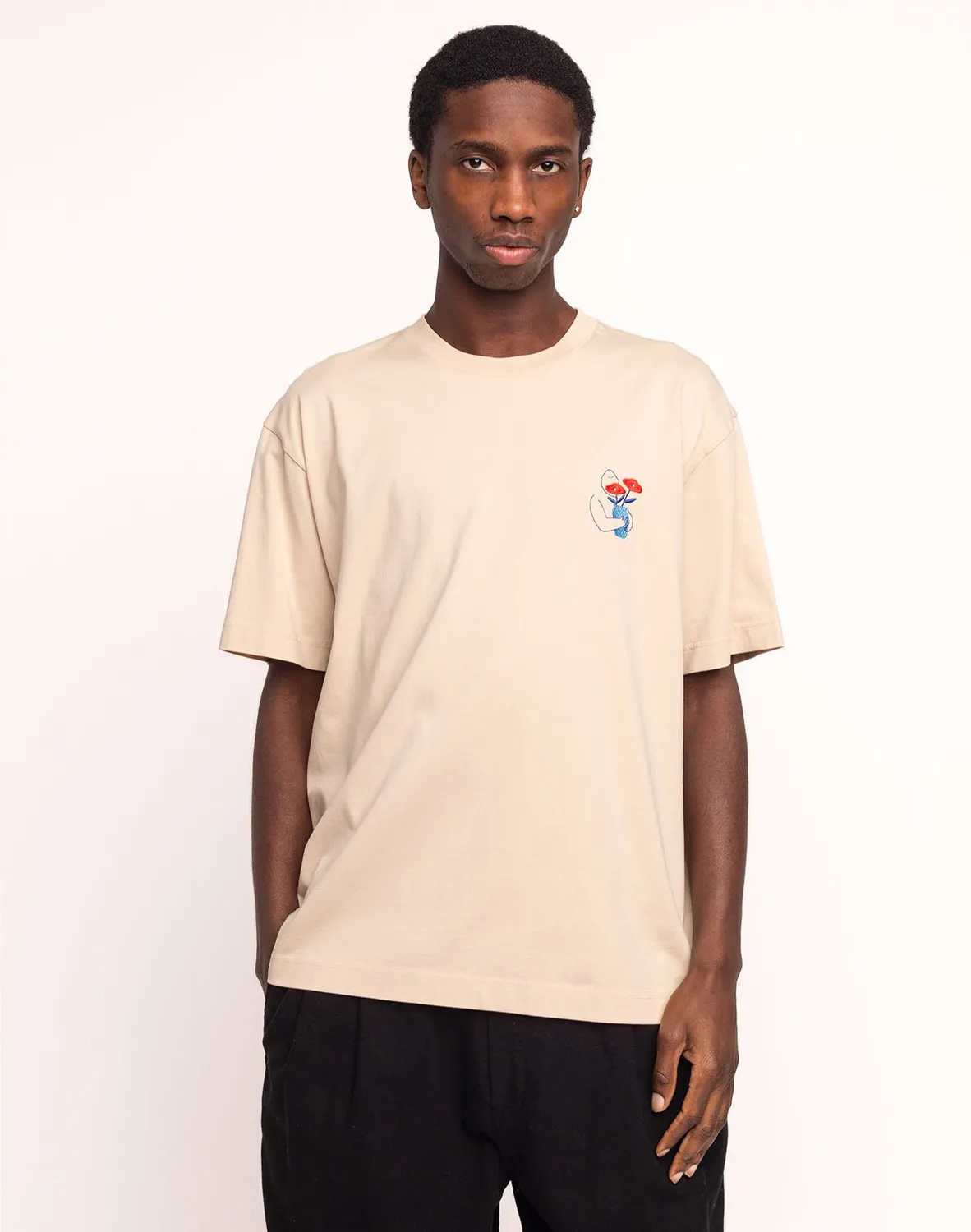 OLOW Strong t-shirt crème coton bio brodé