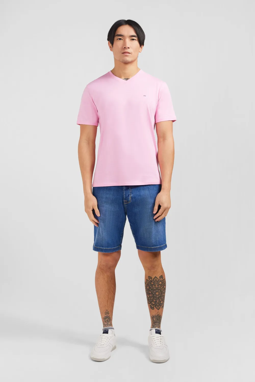 Eden Park t-shirt col V coton rose homme