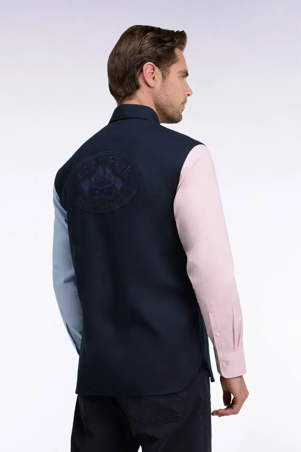 Eden Park chemise oxford tricolore patch dos coupe droite