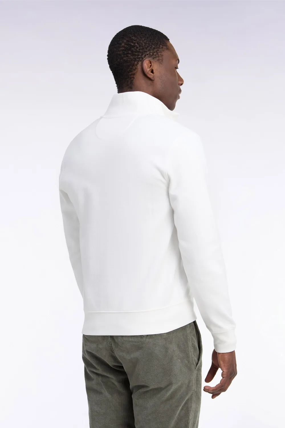 Eden Park sweat zippé molleton coton écru homme