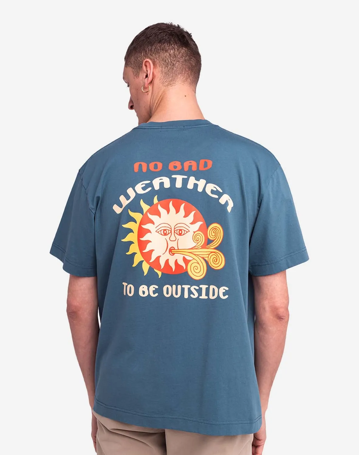 OLOW Weather t-shirt ample bleu acier bio