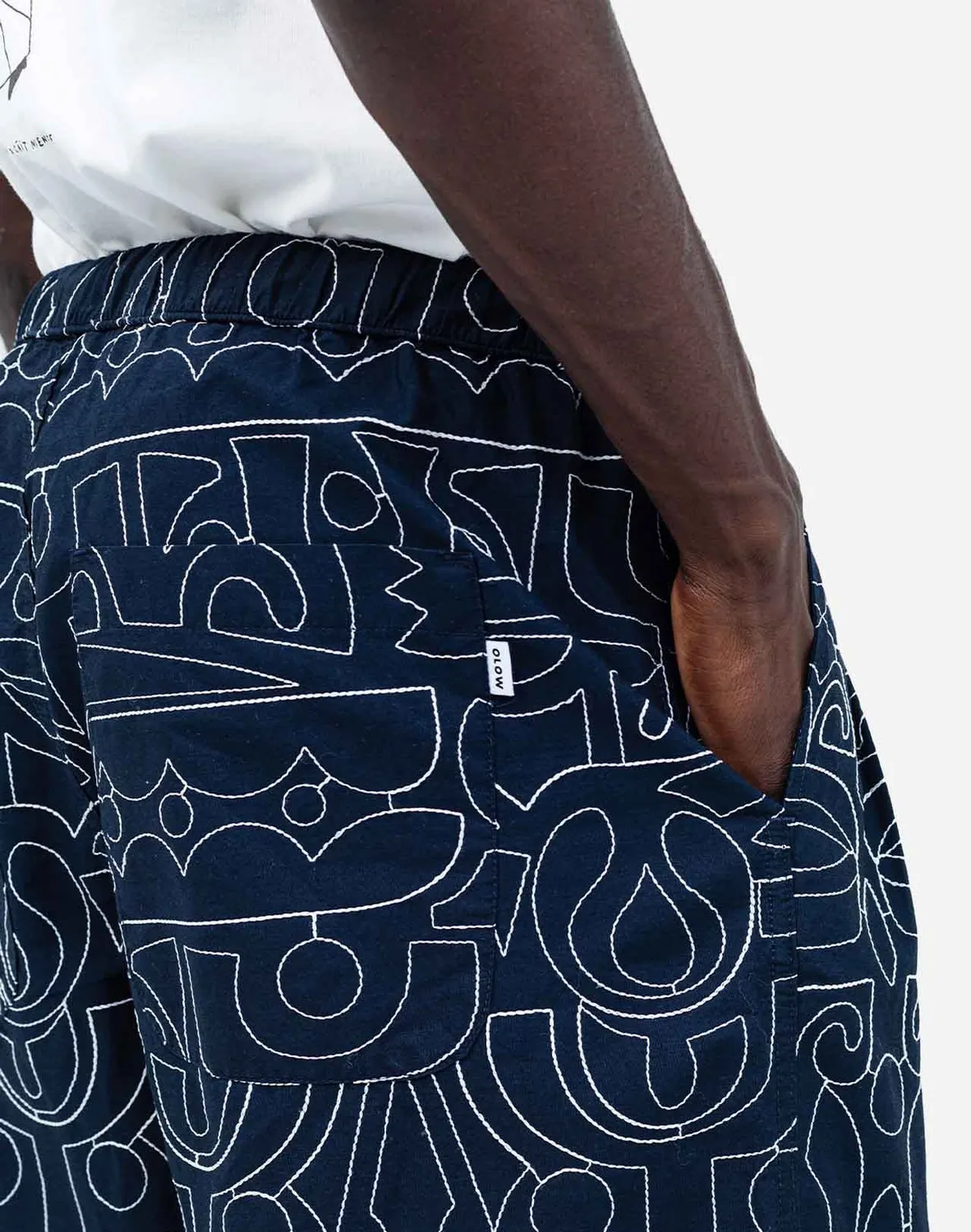 OLOW Bruce Palang pantalon bleu marine large en coton bio
