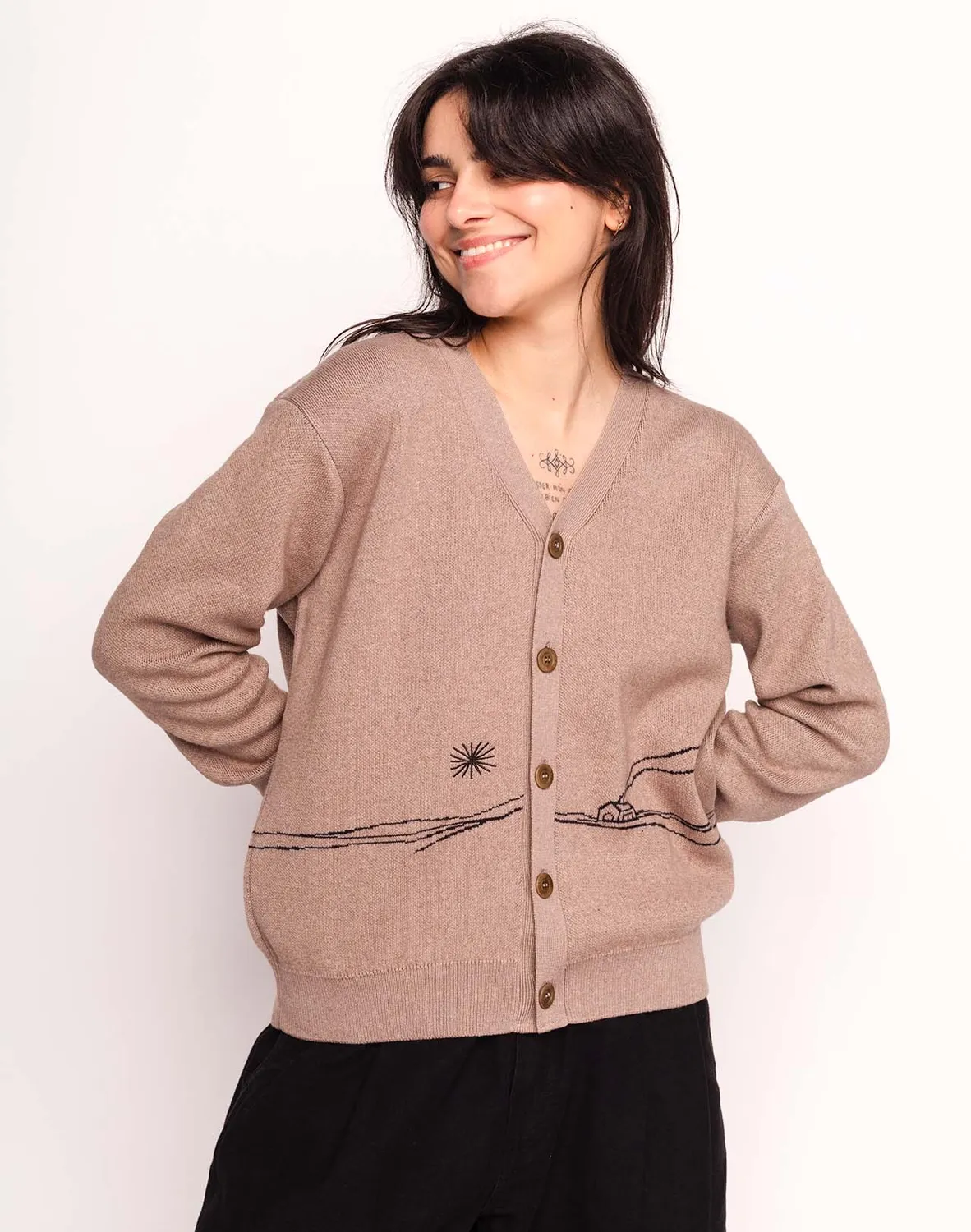 Olow Paysac cardigan taupe laine mérinos