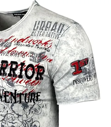 Subliminal Mode BX118 t-shirt homme blanc coton délavé
