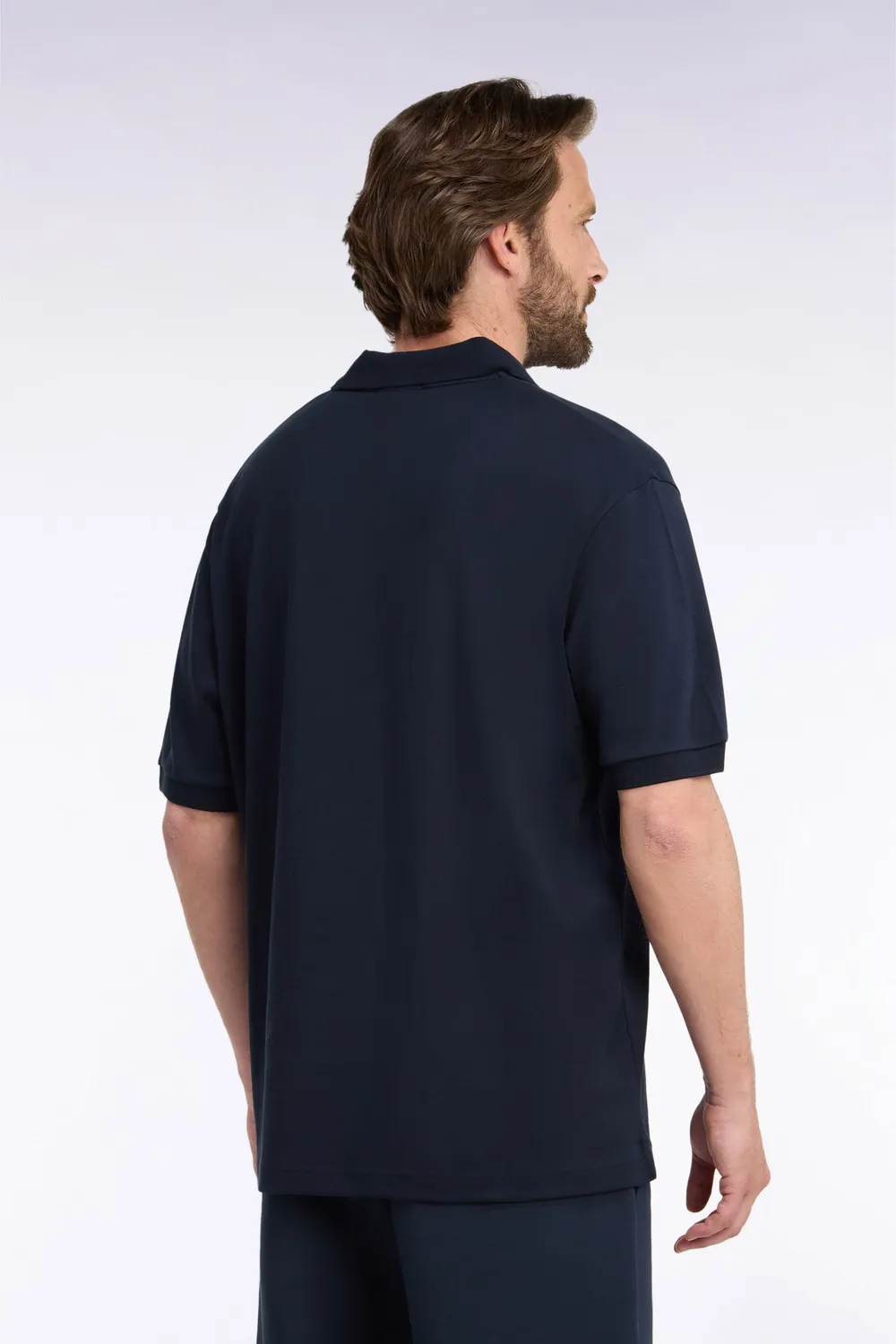 Eden Park Polo unisexe interlock coton marine manches courtes