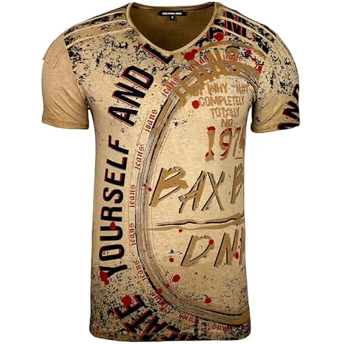 Subliminal Mode BX109 t-shirt col V délavé beige
