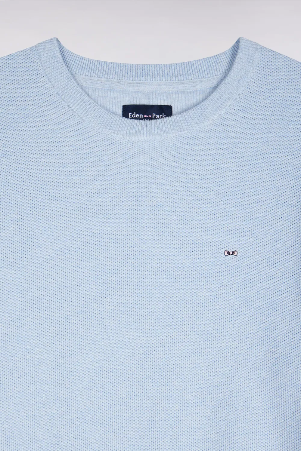 Eden Park pull col rond bleu ciel coton nid d abeille