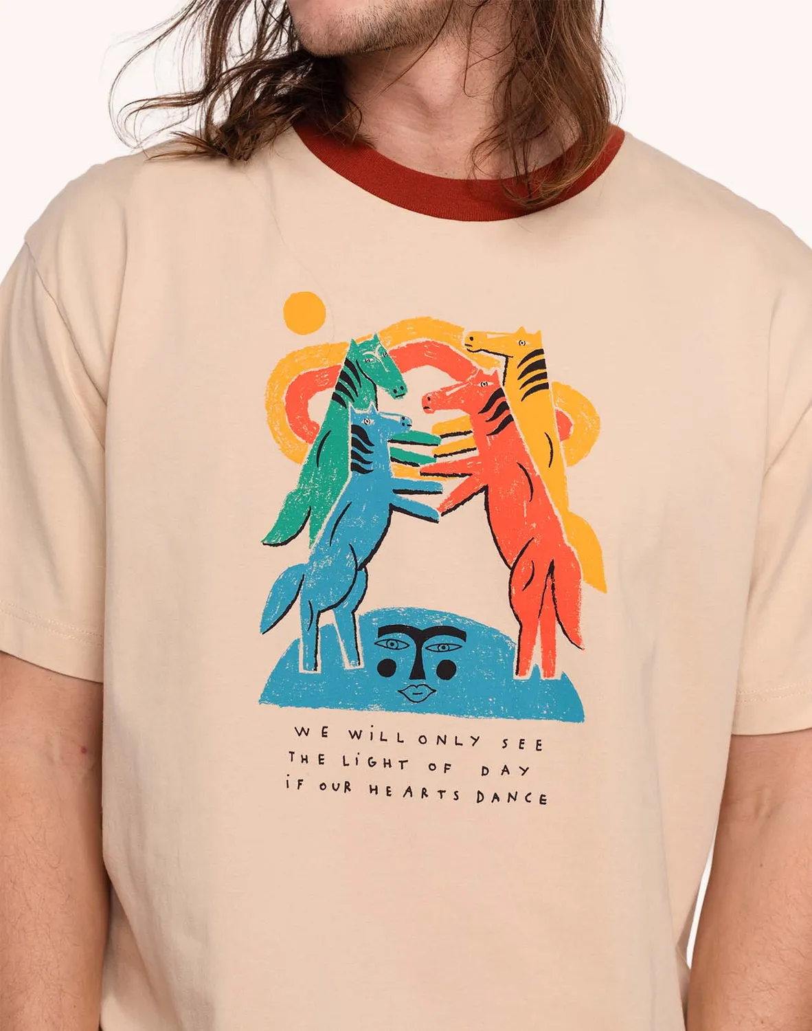 Olow Heart Emotion t-shirt crème coton bio ample