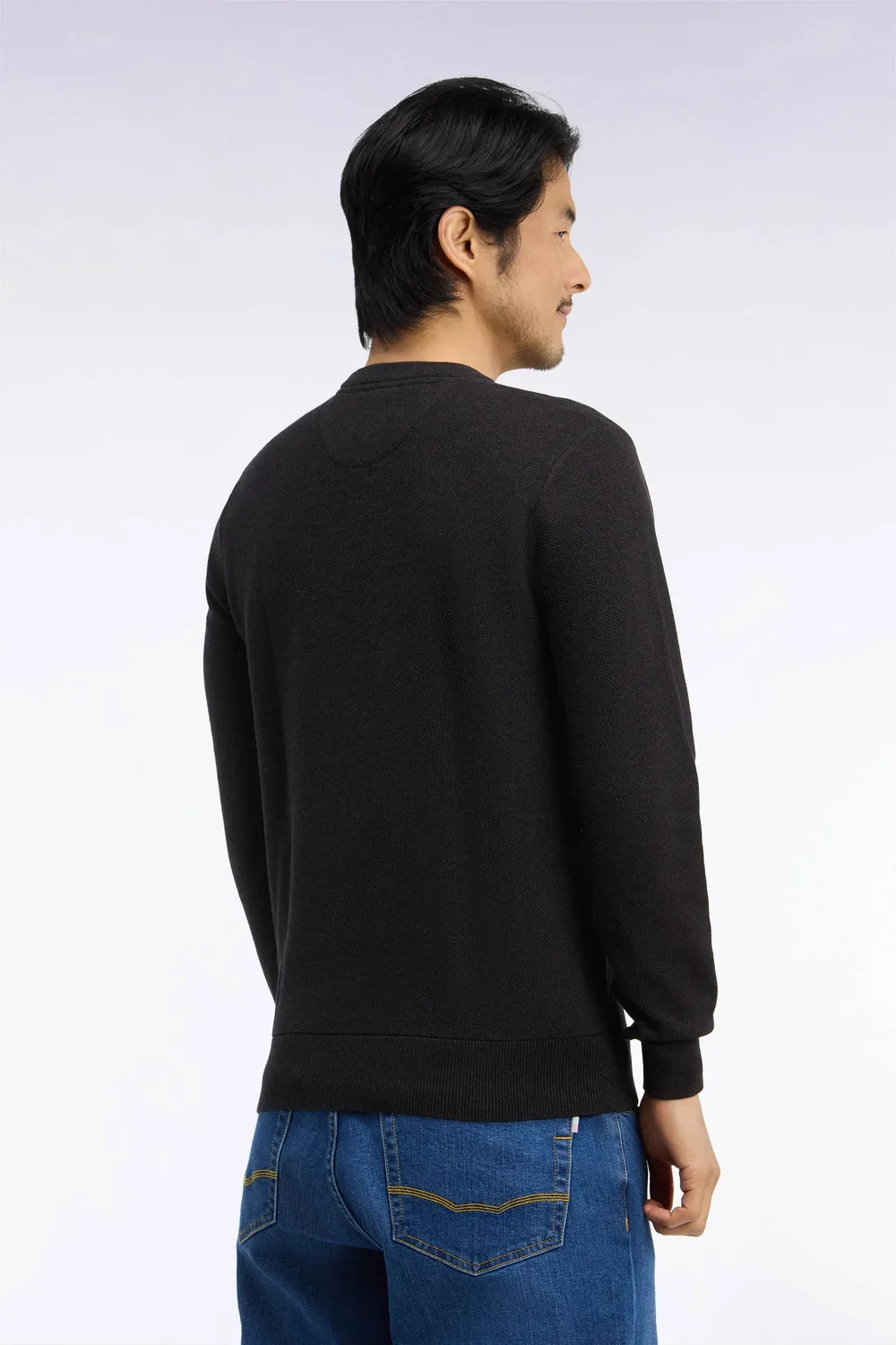Eden Park pull col rond coton marron droit nid d'abeille