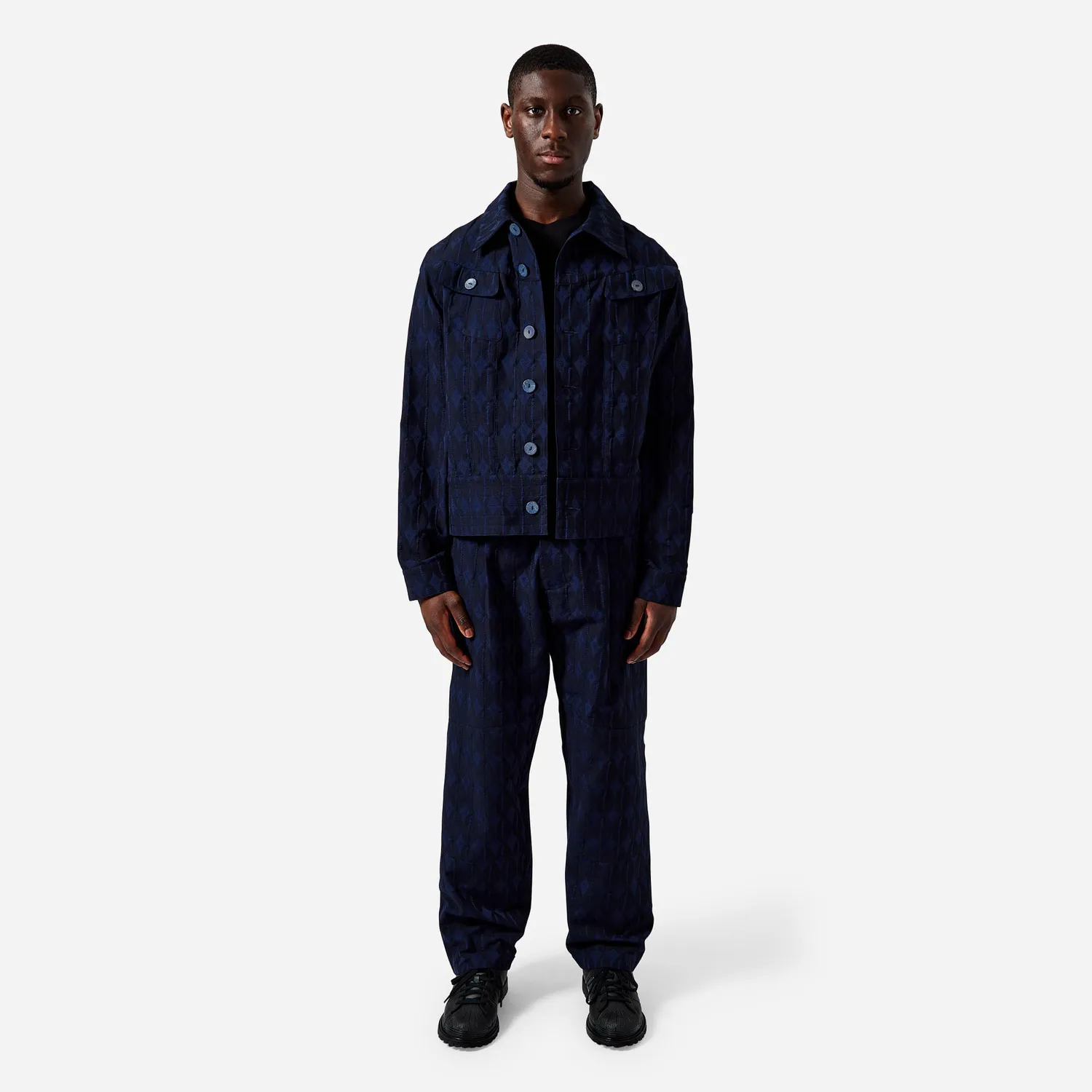 Labrum Navy Monogram Work veste homme marine poches