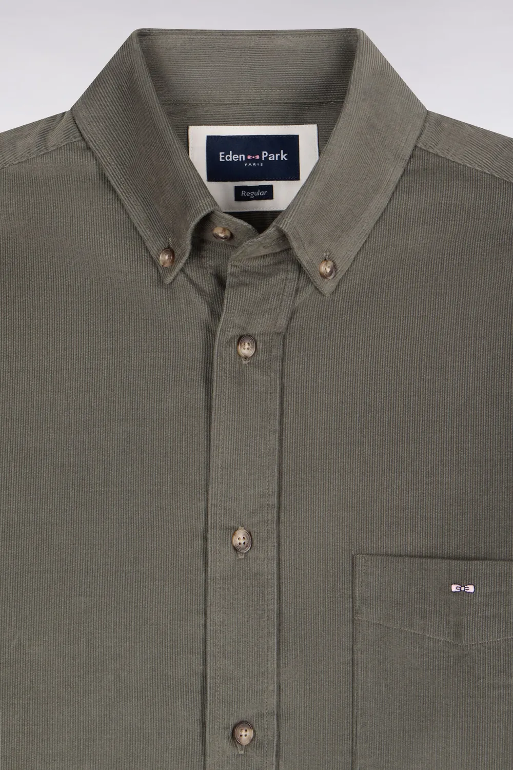 Eden Park H26CHECL0010/KAF8 chemise vert olive coupe droite