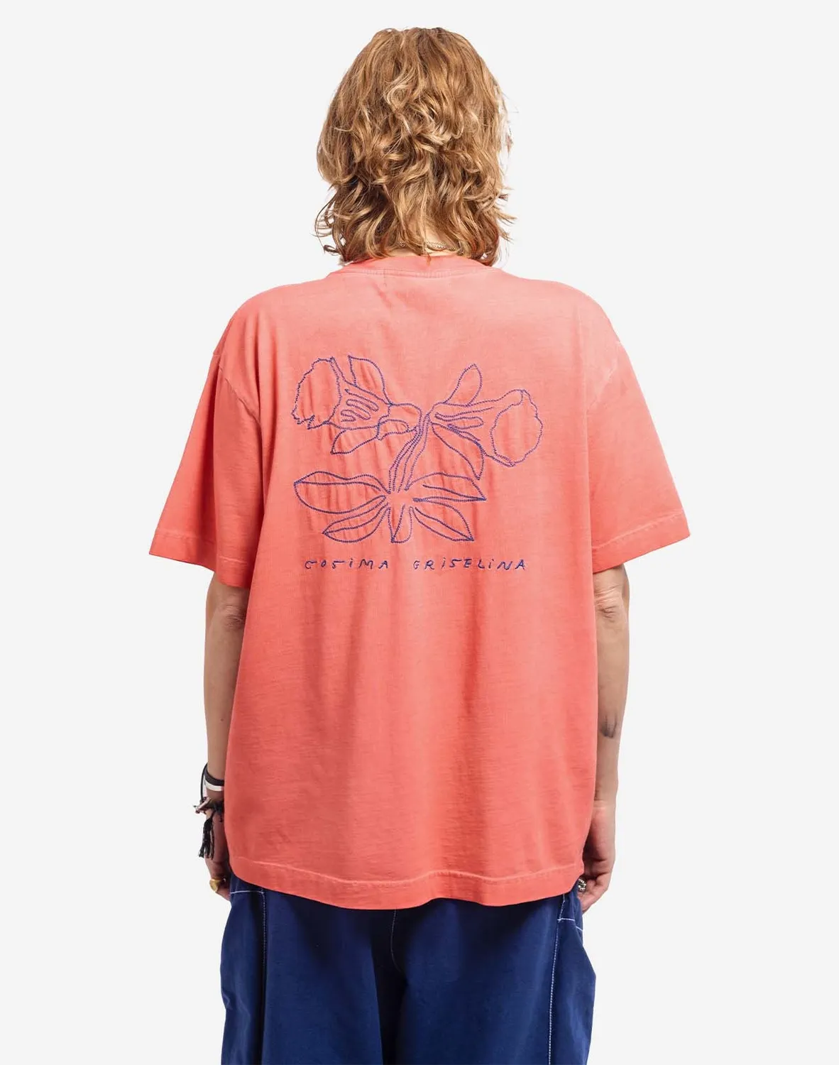 OLOW Cosima t-shirt ample rose minéral brodé