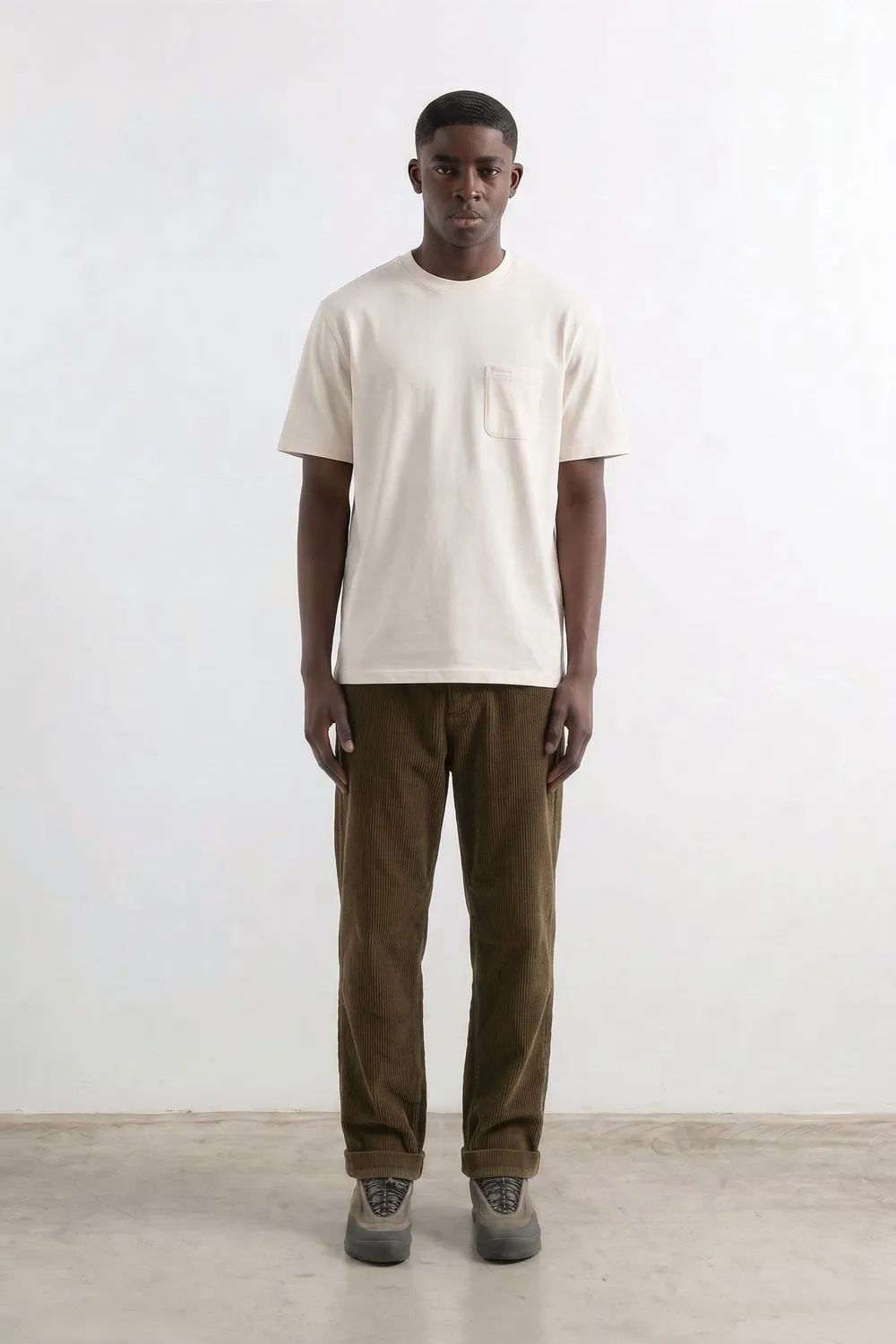 Edmmond Studios Jorge Pant Plain Khaki pantalon kaki velours