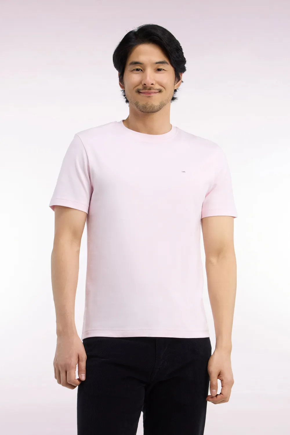 Eden Park t-shirt manches courtes rose coton coupe droite