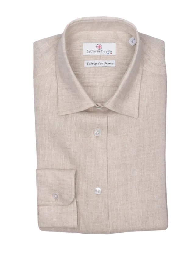 La Chemise Française Lin Normand chemise sable col souple