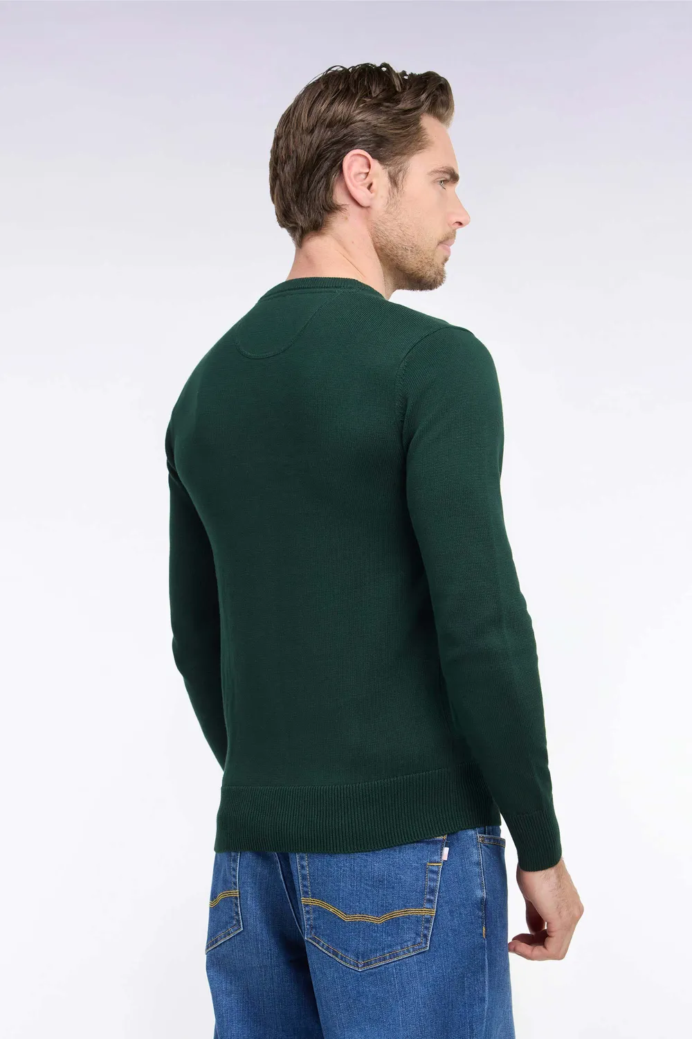 Eden Park pull col rond vert forêt coton homme