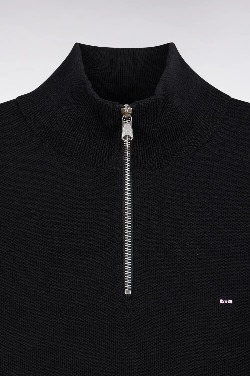 Eden Park pull col camionneur coton noir coupe droite