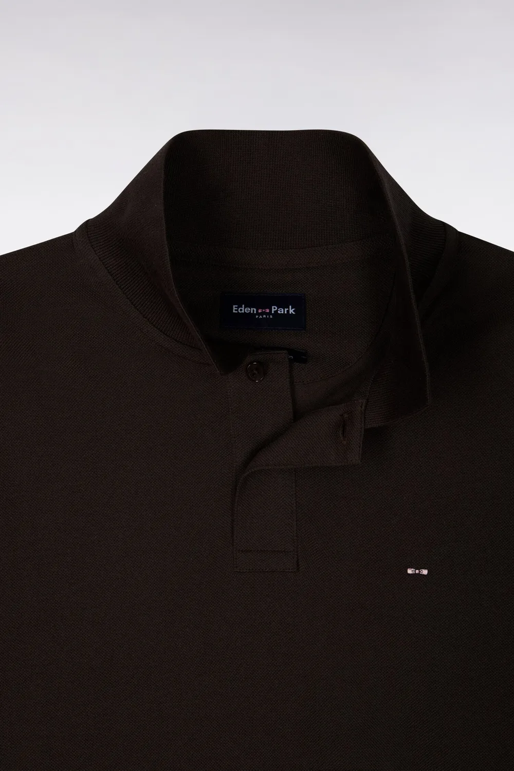 Eden Park polo coton Pima marron manches courtes