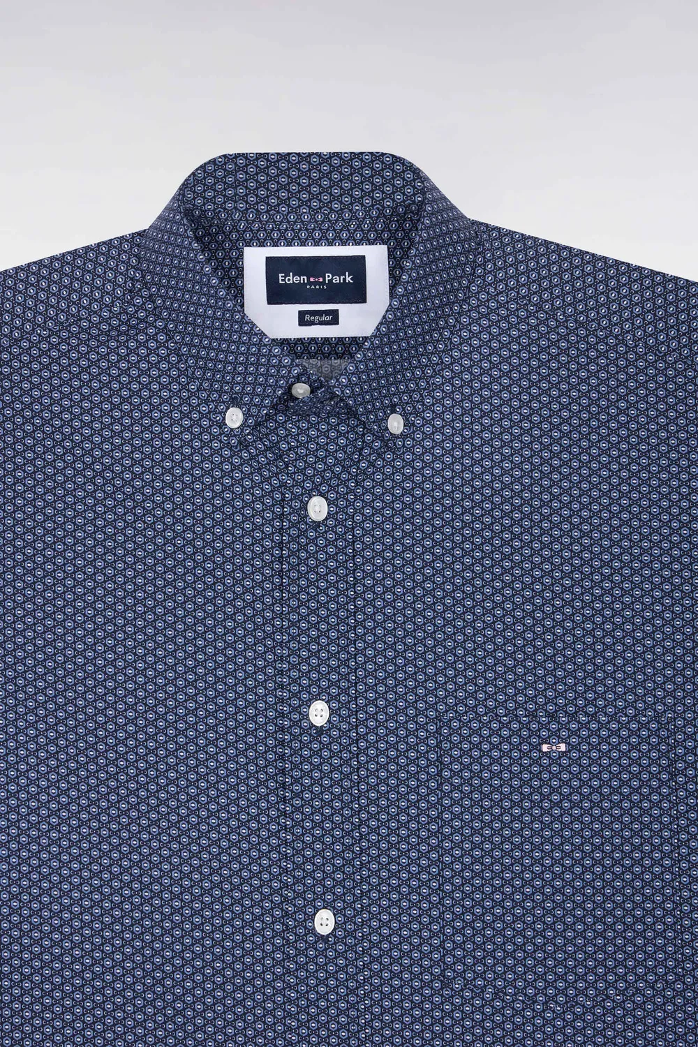 Eden Park chemise coton bleu micromotifs coupe droite