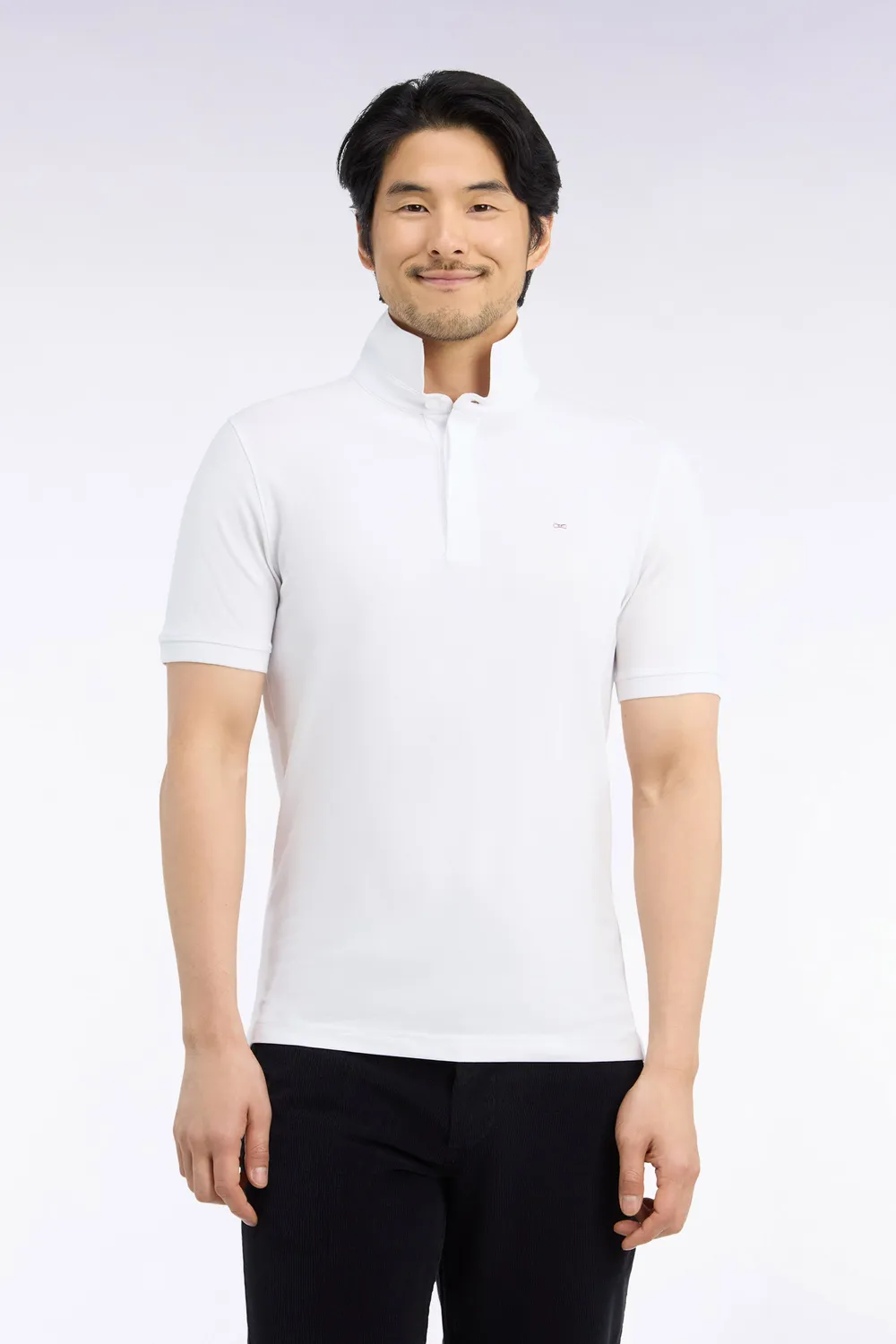 Eden Park polo coton stretch blanc coupe ajustée