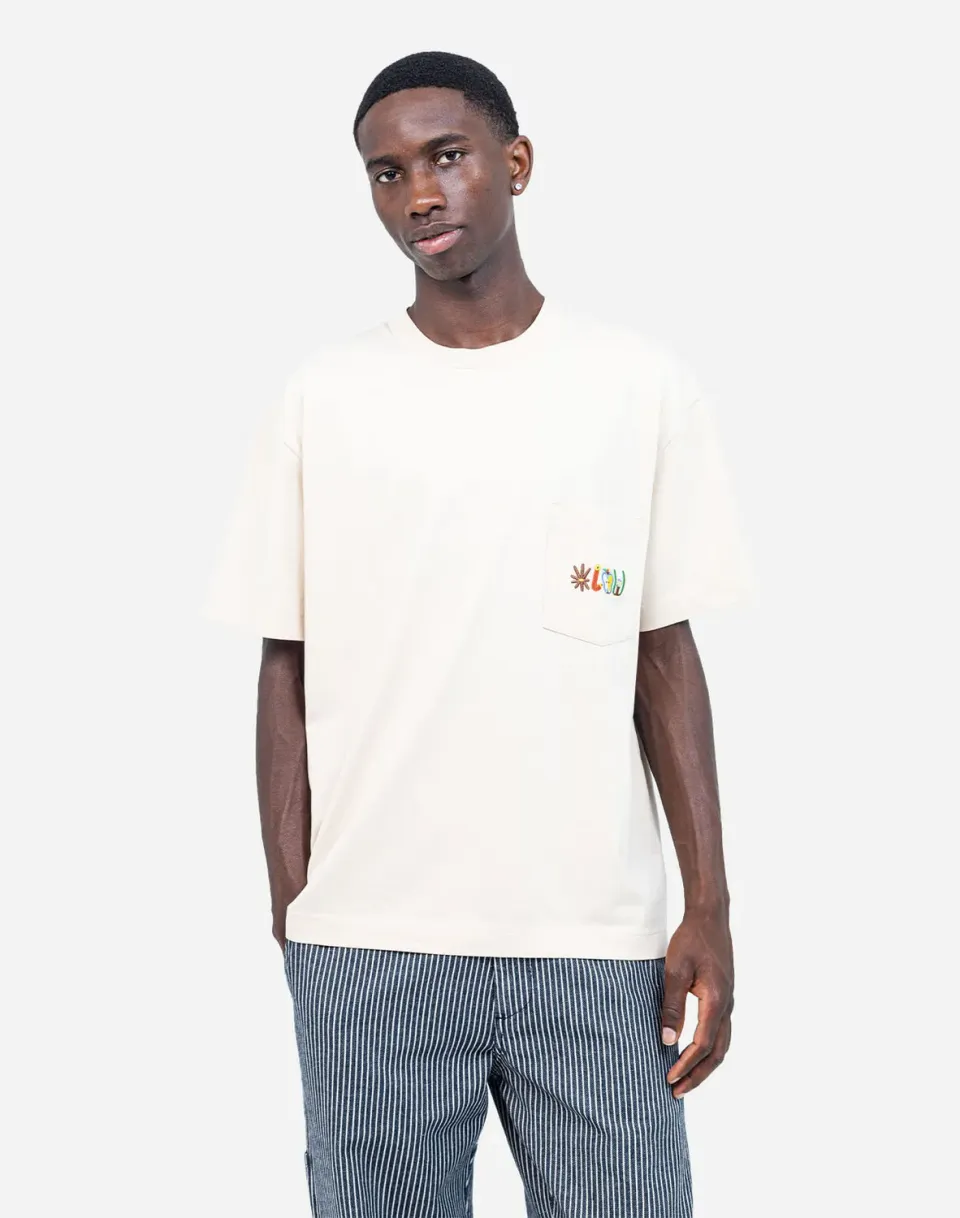 OLOW Pictures t-shirt ample crème poche coton bio