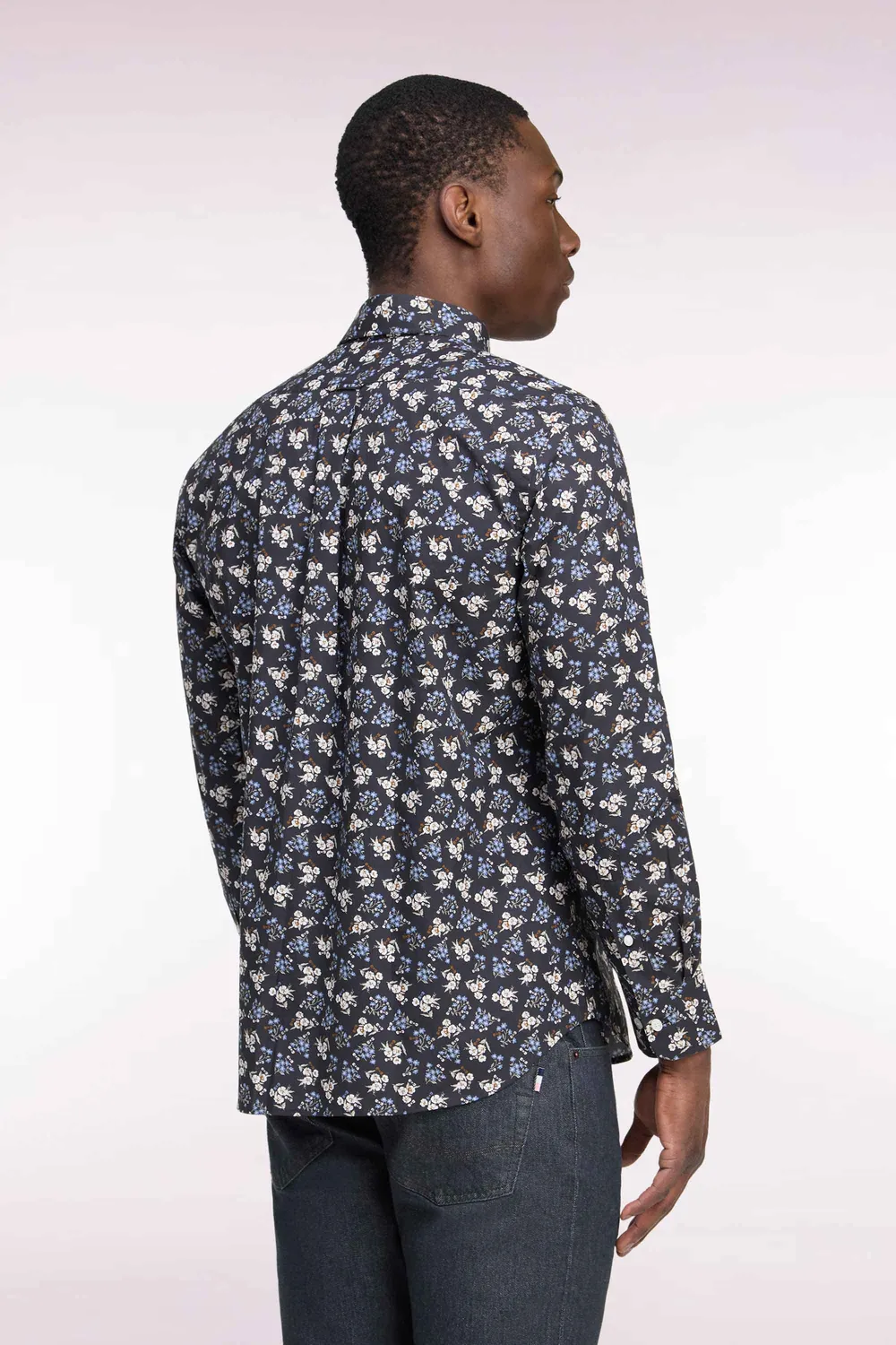 Eden Park chemise marron homme coton micromotifs droite