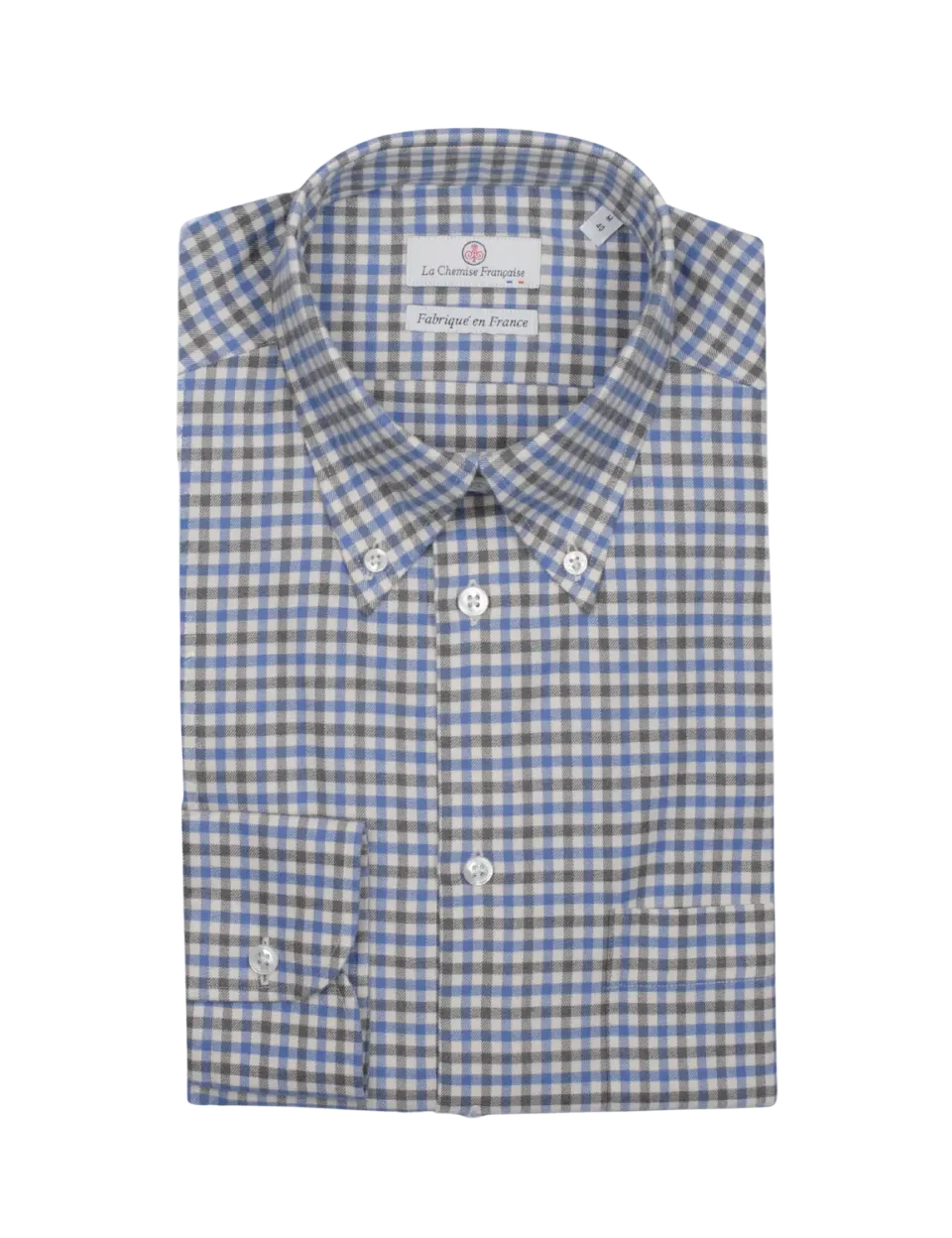 La Chemise Française Flanelle Carreaux chemise homme bleu gris