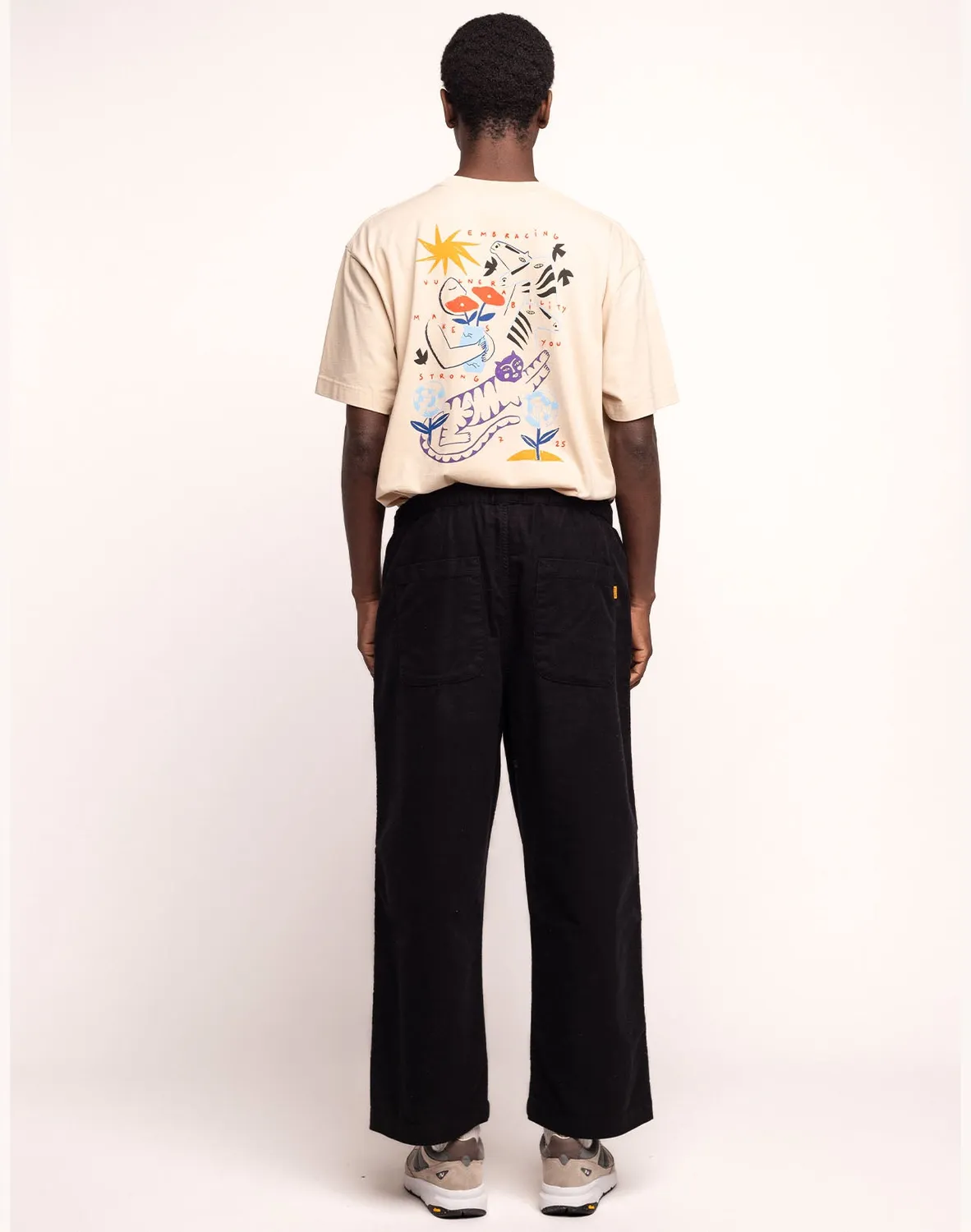 Olow Bruce pantalon large noir coton