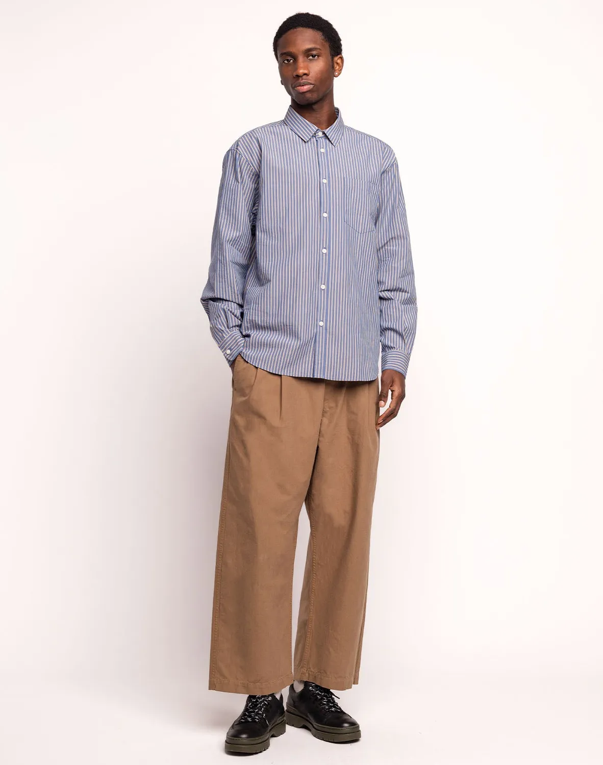 OLOW Nago Randal chemise bleu clair rayures