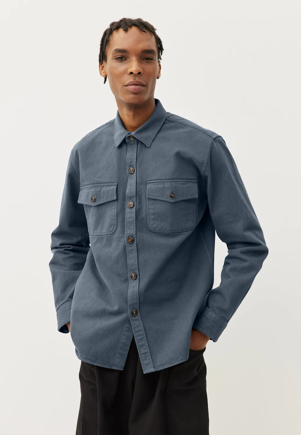 Loom surchemise twill bleu acier veste homme coton
