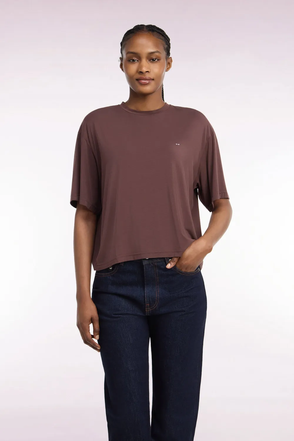 Eden Park Club Classique t-shirt marron modal ample femme
