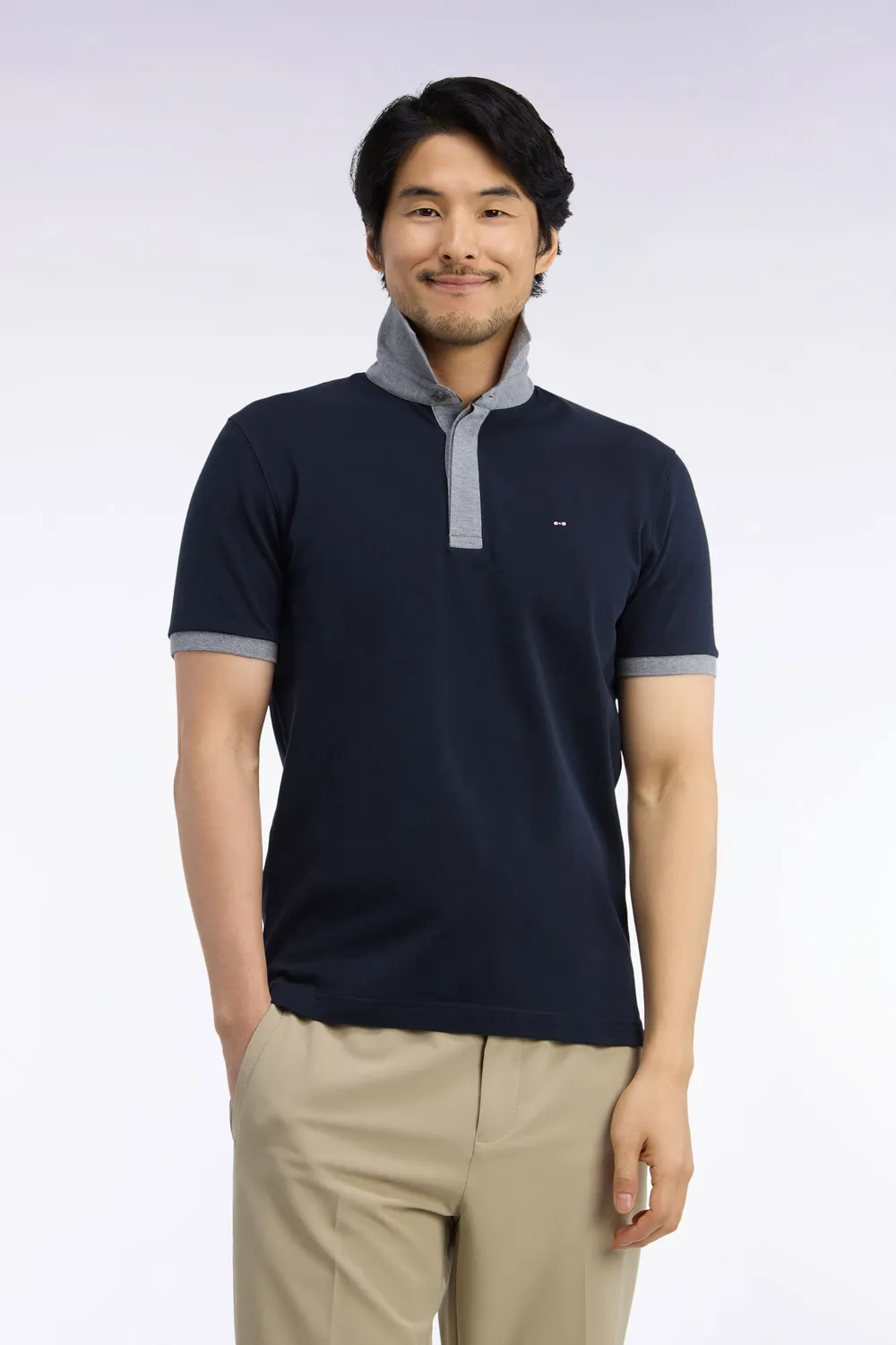 Eden Park Club Evolution polo coton bicolore marine gris droit
