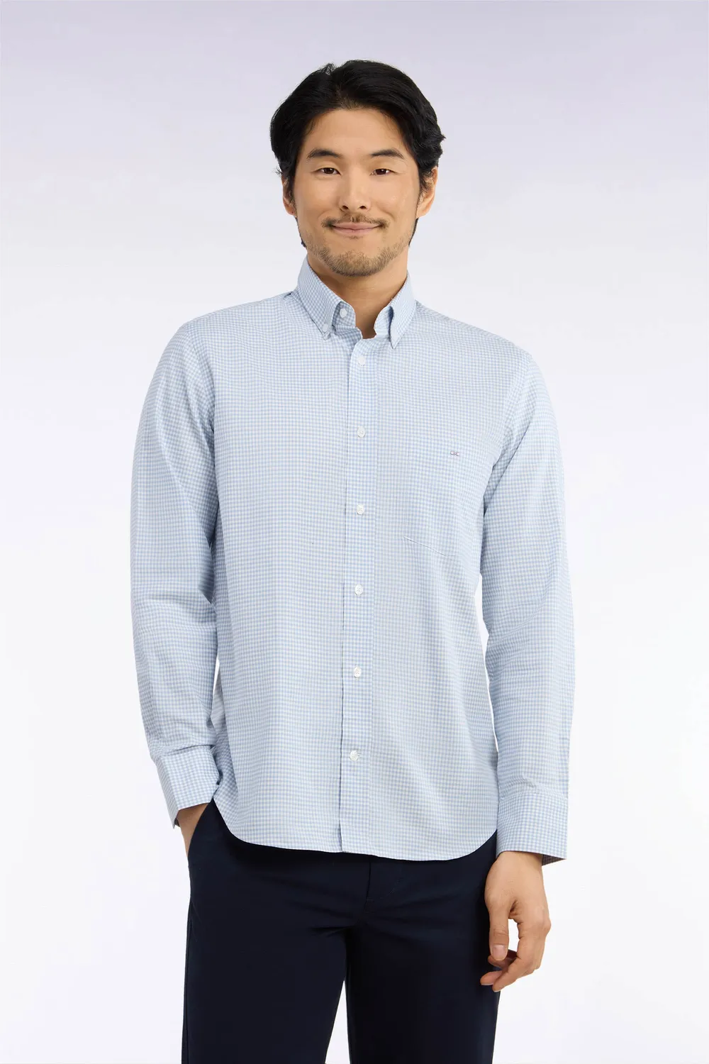 Eden Park Legend chemise homme bleu ciel carreaux Vichy