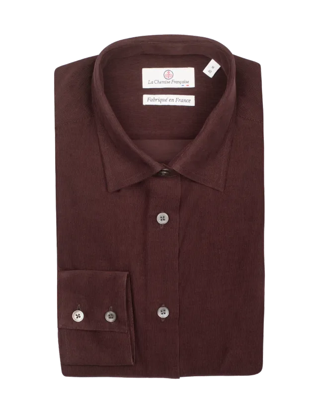 La Chemise Française Velours Milleraies Prune chemisier coton